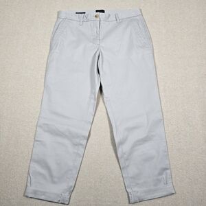 Talbots Women 4P Relaxed Chino Pants Light Gray Cotton Stretch